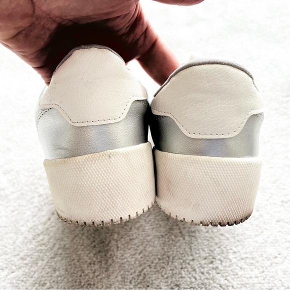 ZARA Silver Metallic Lace Up Sneakers Trainers Size 40/9 Trendy Stylish - Picture 3 of 7